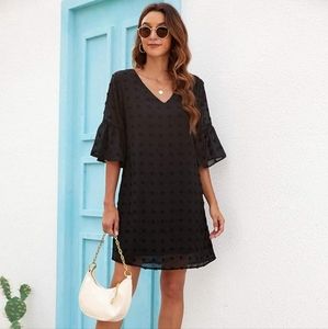 NWT Short Sleeve V Neck Ruffle Dress